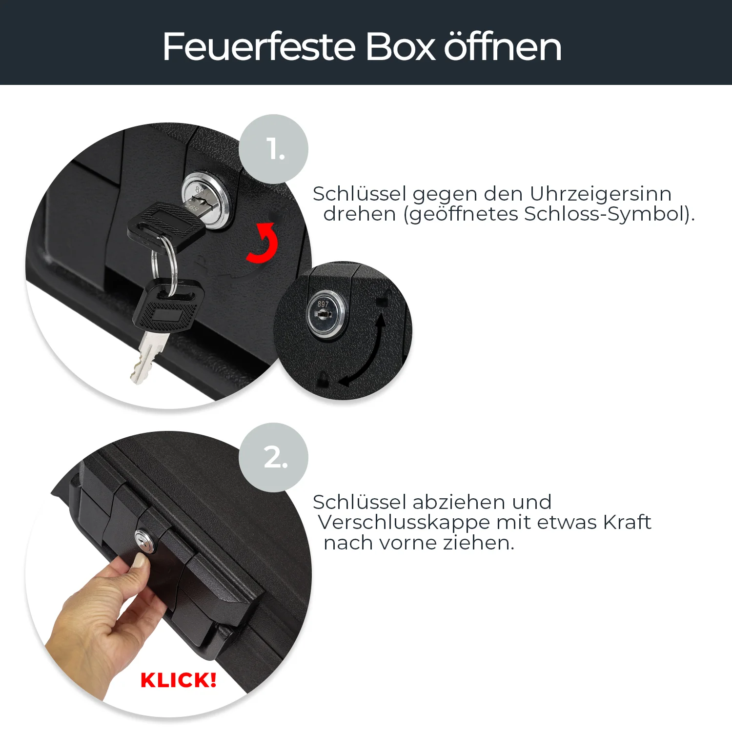 HMF 25042 Feuerfeste Wasserdichte Dokumentenbox | DIN A4 | Schwarz - Image 6