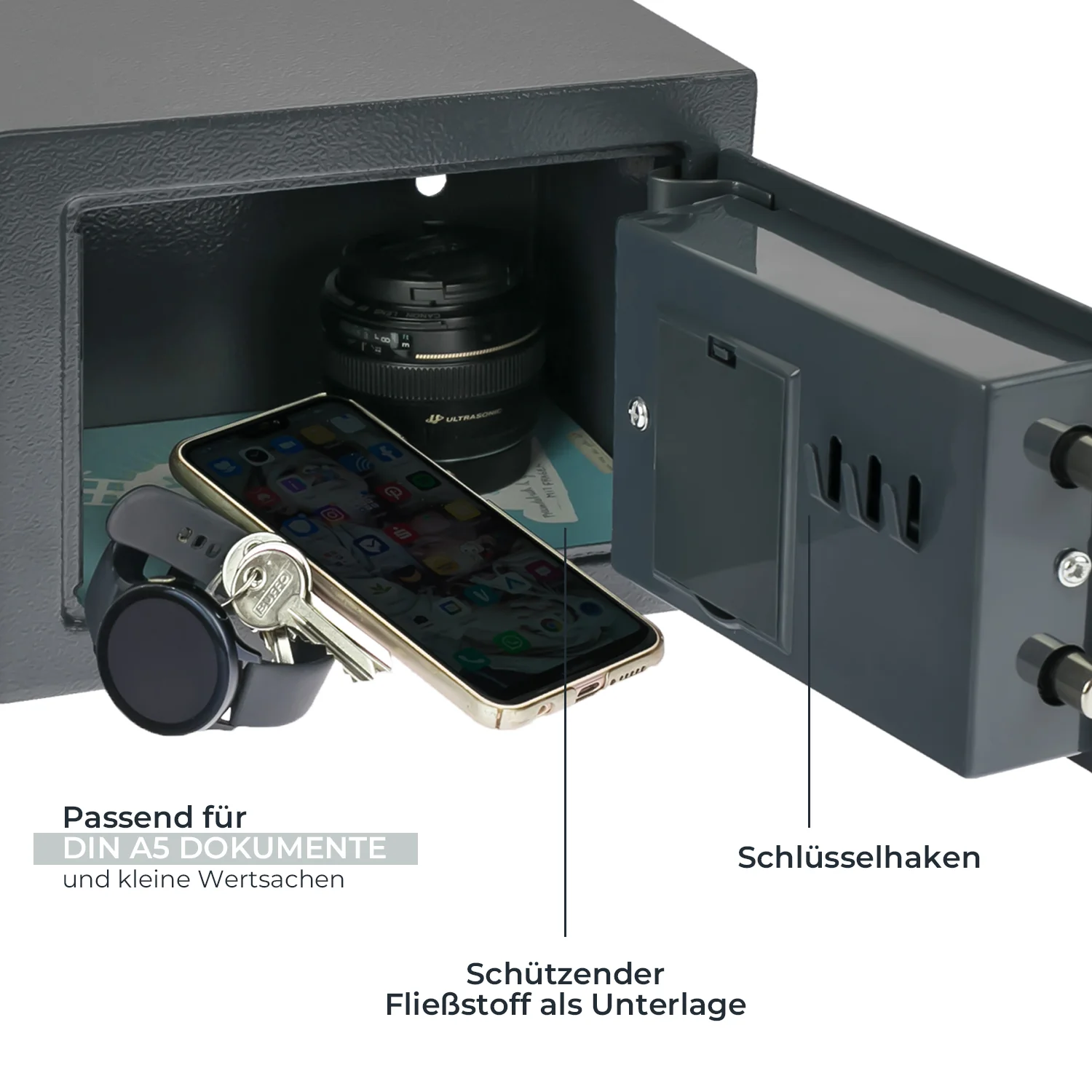 Möbeltresor Elektronikschloss, HMF 46126, 23 x 17 x 17 cm - Image 12