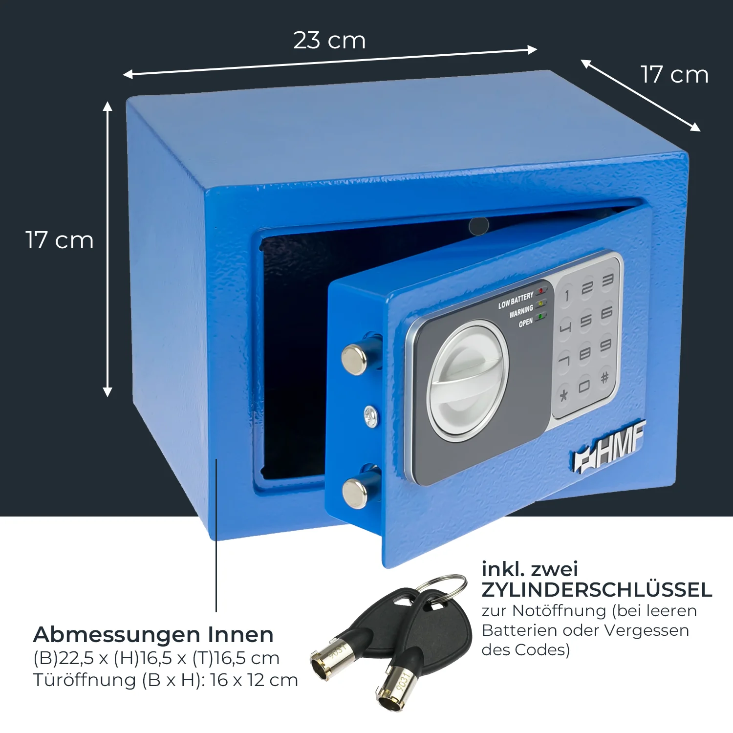 Möbeltresor Elektronikschloss, HMF 46126, 23 x 17 x 17 cm - Image 23