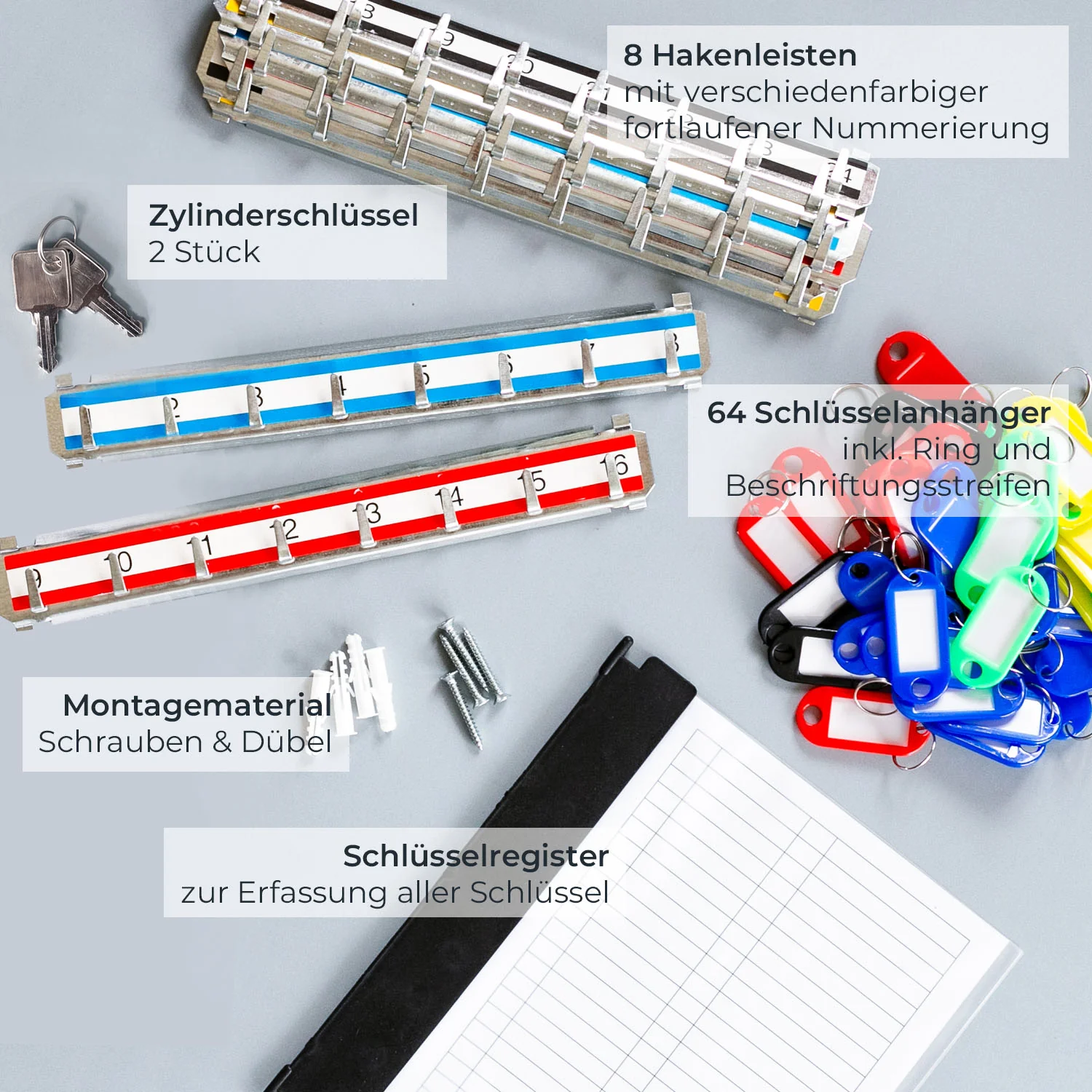 Schlüsselschrank groß aus Stahl, abschließbarer Schlüsselkasten für Büro, Verwaltung oder Fuhrpark, HMF, 13500, 42-1170 Schlüsselhaken - Image 18